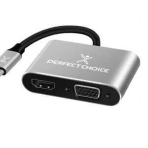 Adaptador USB-C a HDMI1+VGA PERFECT CHOICE PC-101284 HDMI + VGA
