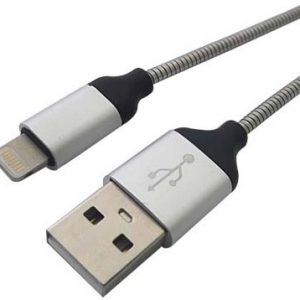Cable USB BROBOTIX Lightning, Acero, Carga Rápida 161219 161219 Gris