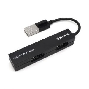 Hub USB V2.0, Compacto, 4 Puertos, Negro  BROBOTIX 497677 4 puertos