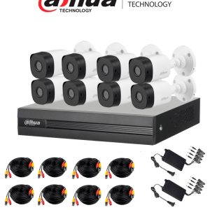 Kit de Videovigilancia Dahua Technology DH-KIT/XVR1B08-I/8-B1A21N-0360B KITXVR1B08- I+8-B1A21 Interior y exterior