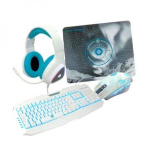 Kit 4en 1 Gamer  VORTRED V-930457 Blanco/Cian