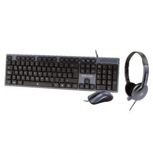 Kit Teclado+Mouse+Diadema para Oficina PERFECT CHOICE PC-201700 Negro