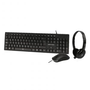 Kit Teclado+Mouse+Diadema para Oficina  PERFECT CHOICE PC-201717 Negro